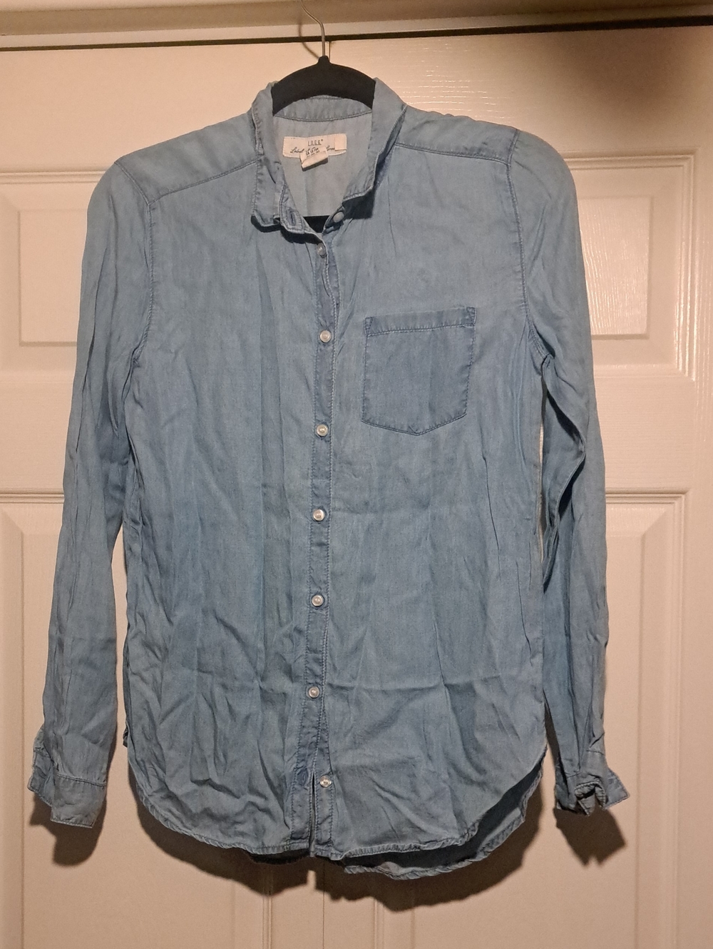 H&M-Light Blue Denim-Style Button-Down Shirt